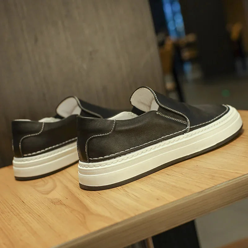 High Quality Brand Men's Genuine Leather Shoes Soft Soles Comfortable Loafers Non Slip Outdoor Men's Flat Shoes Free Delivery