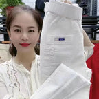 Elegant Women Streetwear Korean Fashion Casual Pant Solid Corduroy Harlan Button Pockets Pants New Autumn Winter Pants