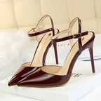 Women 10.5cm High Heels Sandals Lady Metallic Gold Silver Patent Leather Stripper Strap Sandles Wedding Fetish Nightclub Shoes