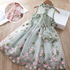 Baby Girls Summer Clothes Kids Dresses for Girls 2-7Y Embroidery Lace Flower Party Wedding Dress Children Girls Princess Dress