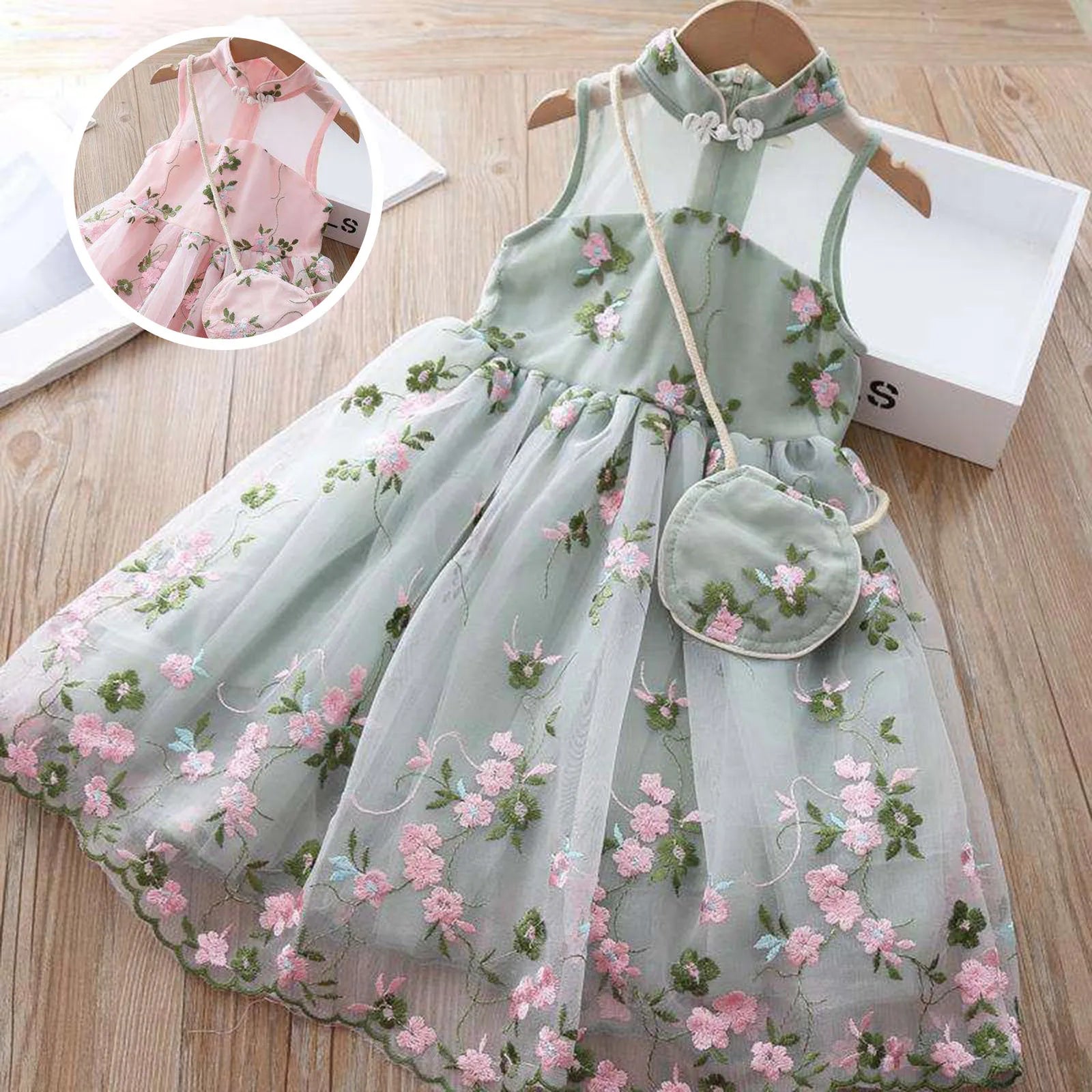 Baby Girls Summer Clothes Kids Dresses for Girls 2-7Y Embroidery Lace Flower Party Wedding Dress Children Girls Princess Dress