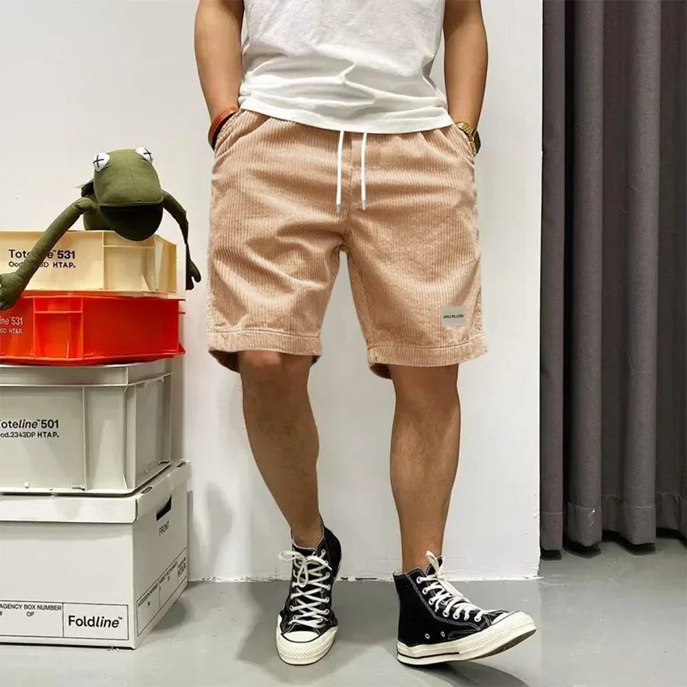 Men's Summer Shorts Corduroy Short Pants Baggy Loose Basketball Shorts Casual Male Sweatpants Elastic Waist Sports Shorts