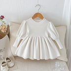 Baby Girls Knit Dress Autumn Winter Princess Dress Knitted Sweater Outfits Long Sleeve Red Christmas Party Dress Kids Clothes