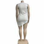 Wmstar Plus Size Dresses for Women V Neck Black Sexy Super Stretch Sleeveless Mini Dress Summer Clothes Wholesale Dropshipping