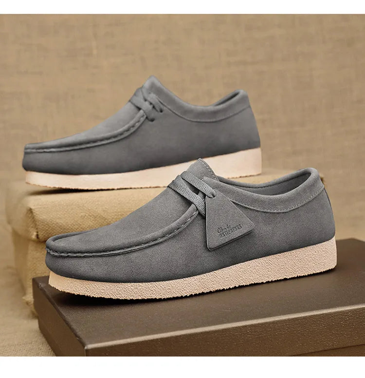 Fashion Khaki Casual Shoes For Men Suede Leather Loafers Men Platform Slip-on Men's Driving Shoes Lightweight Leisure Men Shoes