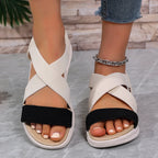 Summer New 2025 Wedge Women's Sandals Platform Outdoor Beach Shoes for Women Elastic Band Design Women Sandals Size 36-43