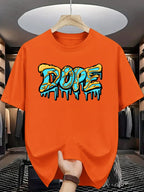 Summer men's 100% pure cotton casual loose oversized fashionable creative DOPE letter printed round neck short sleeved T-shirt