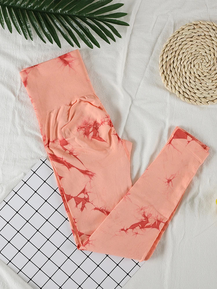 Tie Dye Seamless Gym Leggings Women Push Up Women Mallas Sports Fitness Contour Yoga Running Pants Elastic  Leggins