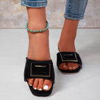 Fashion Women High Heel Slippers Summer Slip on Elegant Low Heel Shoes for Wedding Party Comfortable Non-slip Women's Slippers