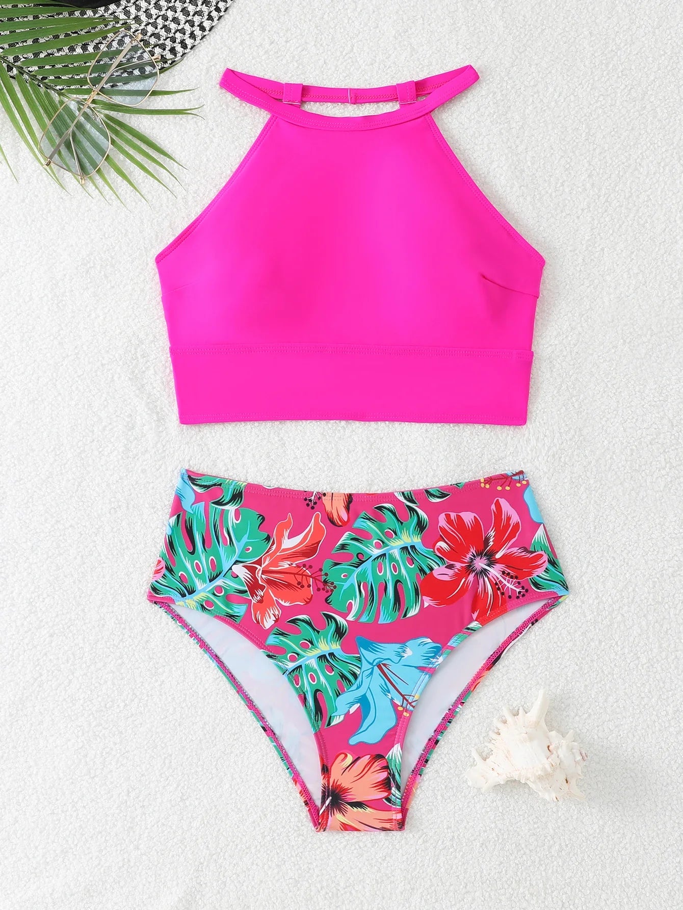 High Waist Swimsuit Sexy Halter Bikini 2025 Women Printed Swimwear Female Bathers Swimming Bathing Swim Suit Summer Beachwear