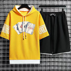 Hoodies Set Shorts Summer Suits Pullover Hat Casual T Shirt T-shirt Hood Print Clothing for Men Hoodie Men New Top Short Sleeve