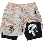 Men Anime Double Layer Shorts Gym Workout Printed Sports Multi-performance Training Quick-drying Jogging Pants Towel Pants M-3xl