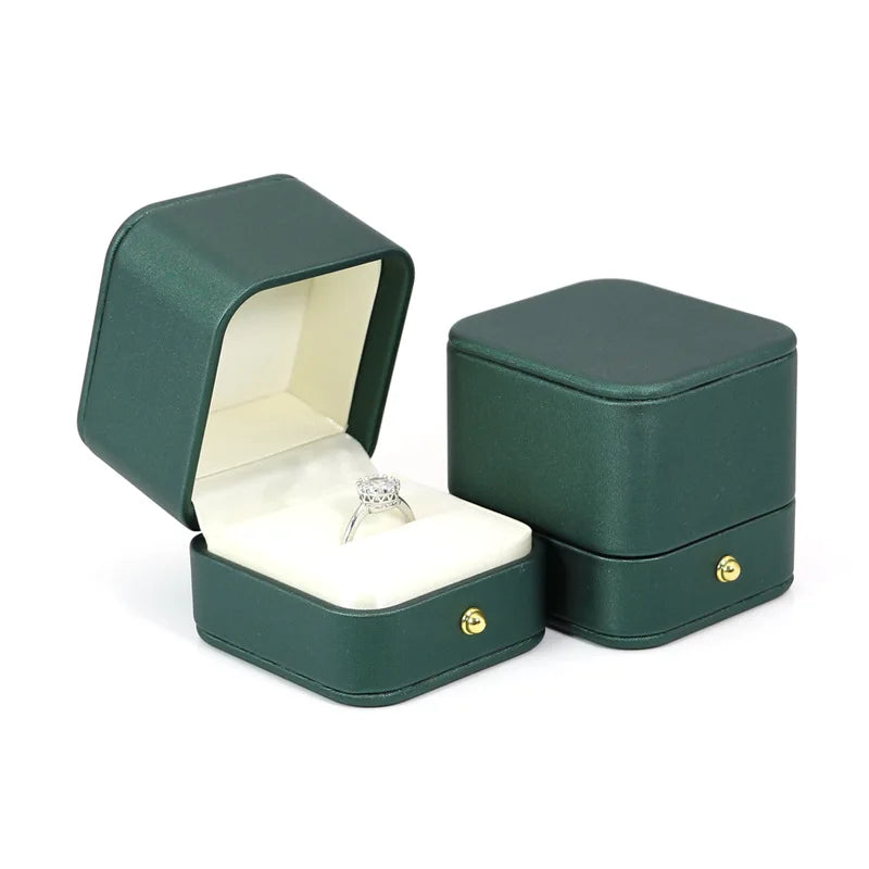 Vintage Double Slots Ring Jewelry Box For Wedding Proposal Engagement Ring Box Gift Organizer Storage PU Leather Packaging Case