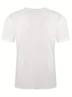 Summer men's 100% cotton casual loose fit plus size music themed printed comfortable sports round neck short sleeved T-shirt top