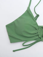 Summer Women's Leopard Patchwork Swimsuit Sexy Back Cross Lace-Up Swimwear High Waist Bikini Set Push Up Bathing Suit Beachwear