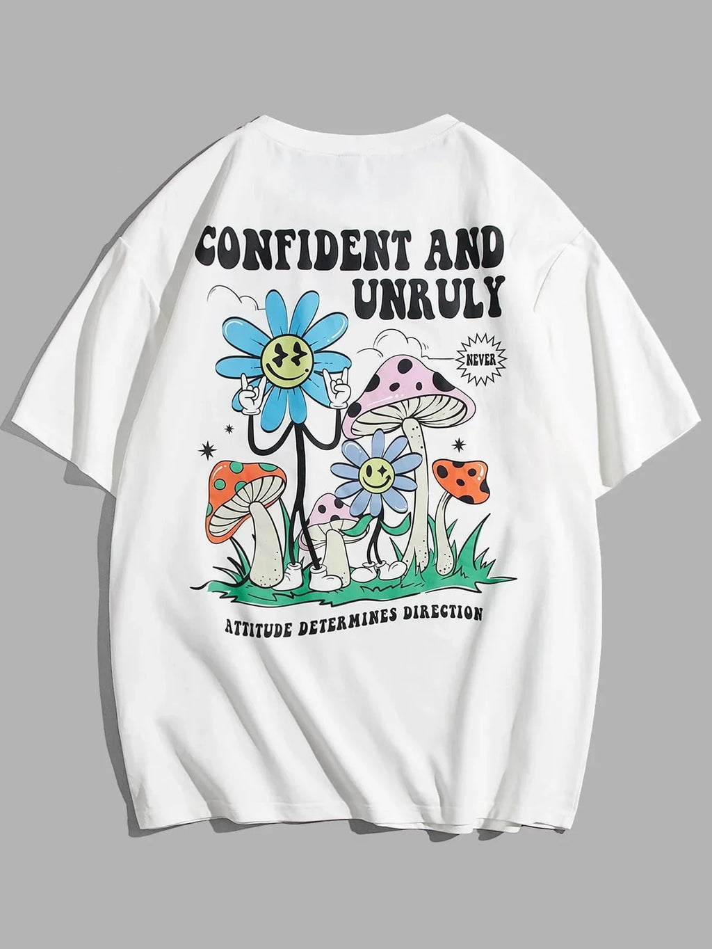 Confident And Unruly Attitude Determines Direction Men T Shirt Cotton Shirt Street Loose T-Shirts Summer Breathable Short Sleeve