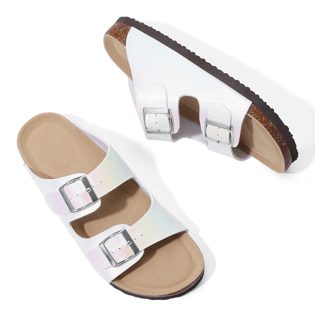 Crestar Women's Cork Slippers With Adjustable Buckle Summer New Gradient Beach Sandals Lady Fashion Clogs Slides House Slippers