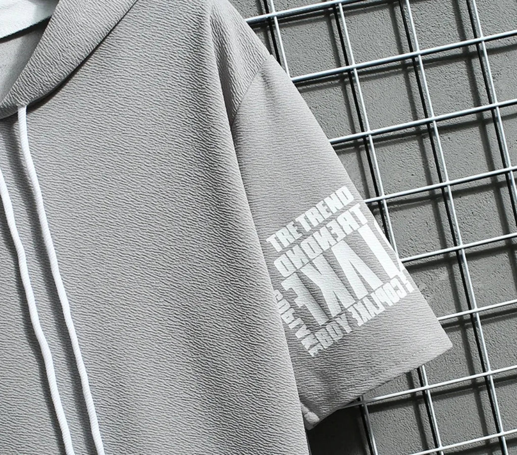 Summer T shirt Men's Hoodies Men Clothing Casual Harajuku Streetwear Print Hooded Top Short Sleeve Sweatshirts Men