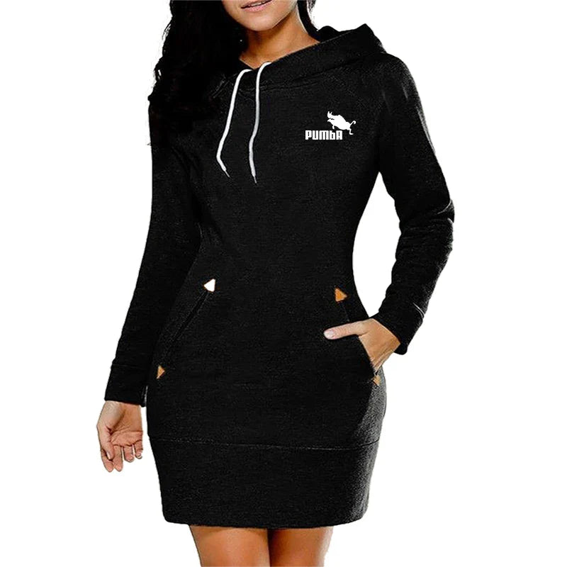 Sweatshirt Womens Dresses Pockets Fashion Casual Zip Neckline Sports Skirt Warm Simple Daily Autumn Hooded Comfort Autumn Winter