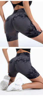Summer Women High Waist Butt Lift Shorts Legging Seamless Leggings Fashion Tie Dye Shorts Gym Workout Running Pants