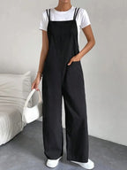 European and American Suspender Jumpsuit Women's 2024 Summer New Fashion Casual Solid Long Wide Leg Women Overalls Jumpsuit