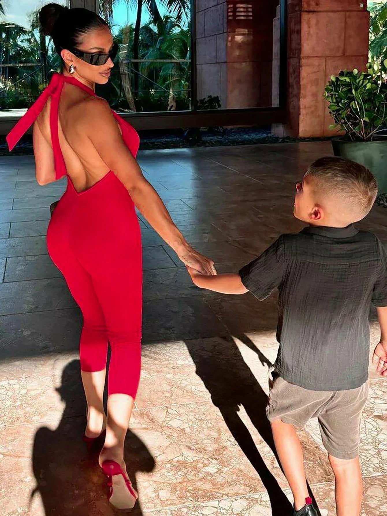 Dulzura Sleeveless Halter Backless Lace Up Jumpsuit Solid Sexy Casual Romper Party Club Streetwear Women'S Autumn Winter Clothes