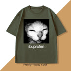 Ibuprofen Cat Meme T-shirt Men Causal Funny Cat Graphic T Shirts Fashion O Neck Mens Clothes Unisex Streetwear T-shirts