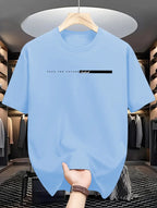 Summer men's 100% cotton casual loose fit large letter print round neck short sleeved T-shirt top High Street Unisex style