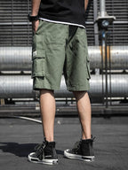 Summer Men's Cargo Shorts Cotton Loose Fit Big Size String Banding Men Short Pants Streetwear Casual Work Bermuda Shorts