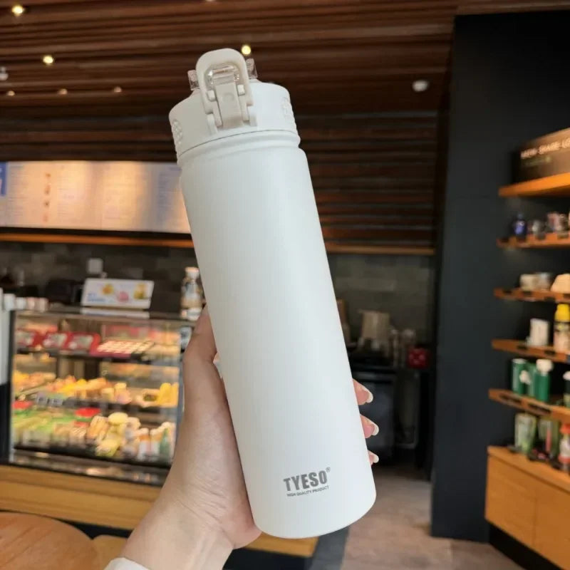 Tyeso 600ML/750ML Stainless Steel Thermos Bottles Car Insulated Cups with Straw Keeps Cold and Heat Portable Sport Thermal Mugs