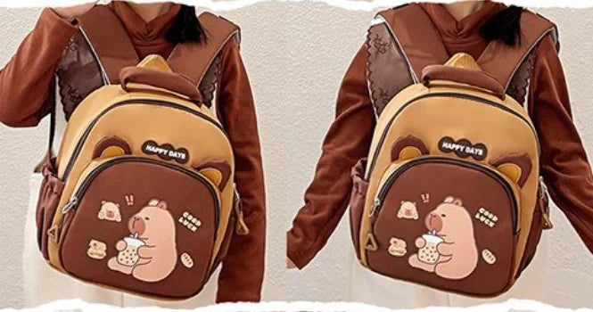 Children Capybara School Bag Cute Fashion Boy Girl Backpack Kids Kindergarten Rucksack Baby Gift