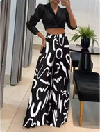Fashion Colorful Printed Elastic Pants Women Elegant Wide Leg Pants Women Casual Loose Trousers