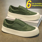 Canva Men's Casual Sneakers Summer Breathable Ice Silk Lazy Shoes Work Cloth Shoes Thick Bottom Black Sports Shoes