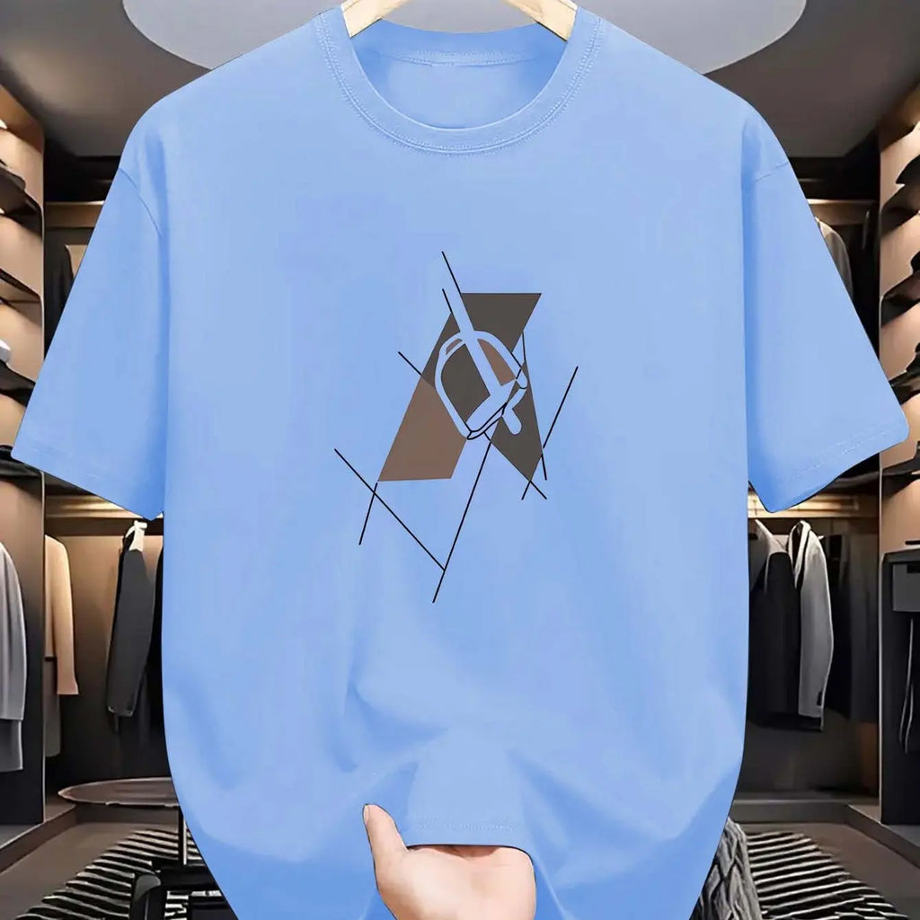 Men's summer 100 cotton fashionable casual sports loose plus size letter pattern printed round neck short sleeved T-shirt