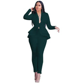 Women's L-XL Plus size Fashionable ruffled edge air layer professional uniform casual set and atmospheric showcasing