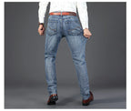 Wthinlee New Business Men's Jeans Casual Straight Stretch Fashion Classic Blue Black Work Denim Trousers Male Brand Clothing