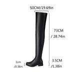 ANOVISHANA New Winter Autumn Over Knee Boots 3.5cm Square Heel Round Toe Leather Thigh High Fashion Big Size 45 46 47 48 US17