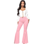 Women Jeans Flare Pants Sexy Denim Long Pant Hip Wrap Casual Solid Elegant Splice Regular Slim Fit High Waist Trousers Summer