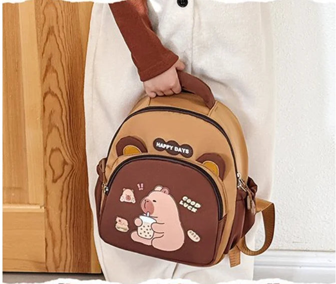 Children Capybara School Bag Cute Fashion Boy Girl Backpack Kids Kindergarten Rucksack Baby Gift