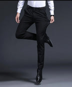 Top Grade Flat Waist Milk Shreds Business New Brand Casual Office Fashion Long Straight Pants Men Trousers Mens Clothes 2025