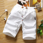 White Shorts Men Cotton Casual Shorts Bermudas Summer Slim Fit Drawstring Shorts Daily Wear Soft Touch and Comfortable Pants