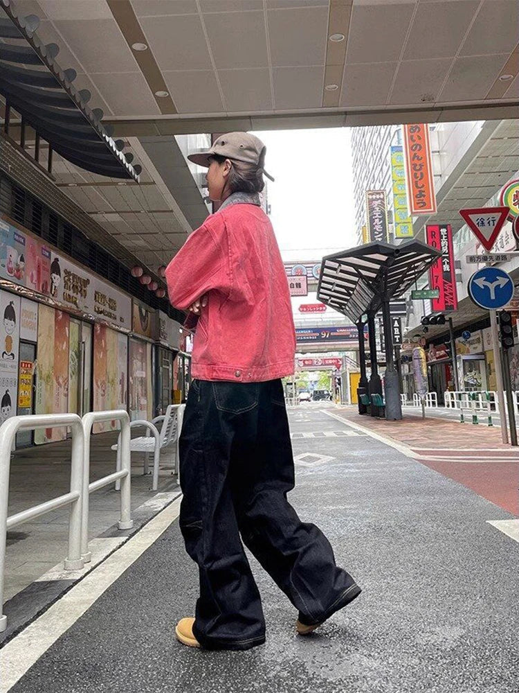 Vintage Y2K Wide Leg Loose Jeans Women Harajuku High Waist Baggy Denim Pants Korean Fashion Streetwear New Black Cowboy Trousers