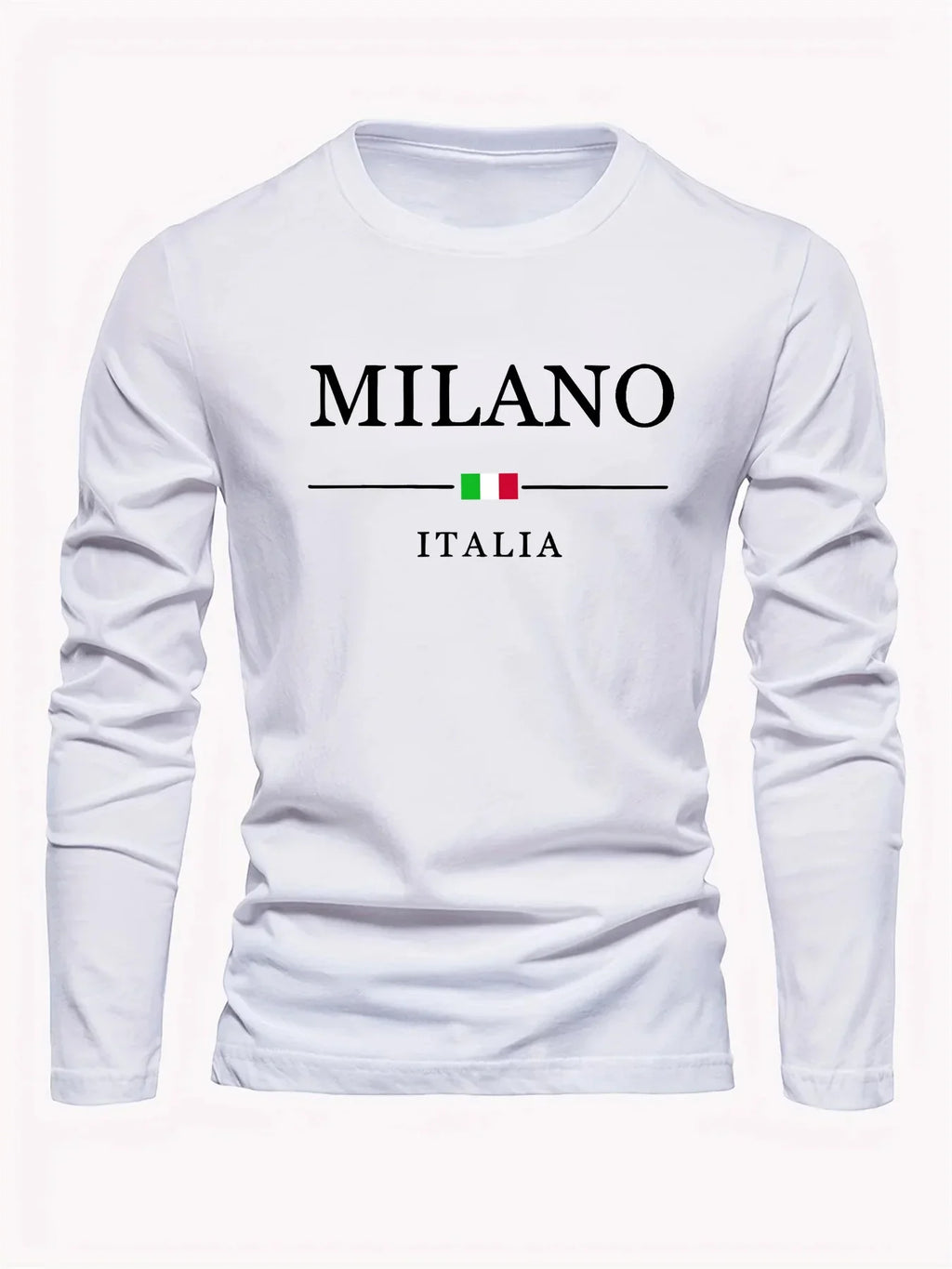 Men's 100% pure cotton comfortable casual loose oversized MALINO ITALIA printed sports round neck long sleeved T-shirt top