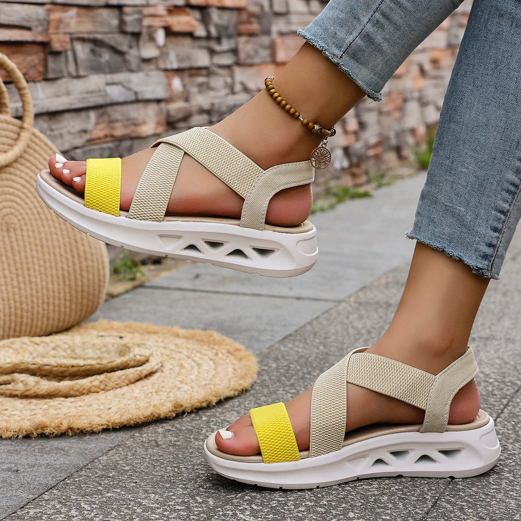 Summer New 2025 Wedge Women's Sandals Platform Outdoor Beach Shoes for Women Elastic Band Design Women Sandals Size 36-43