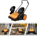 Walk-Behind Sweeper 41.34" Sweeping Width Manual Hand Push Sweeper Hand Push Sweeper Floor Sweeper Angle & Height Adjustable Out