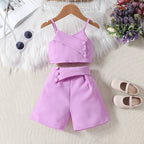 Toddler Kids Baby Girls Clothes Sets Strap Sleeveless Vest Tops Shorts 2PCS Summer Outfits Fashion Girls Clothes Set 0-6Years