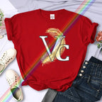 For Women's Luxury Brand High-Quality Summer Feather Printing T-shirt 100% Cotton Casual Oversized Y2k Personality Sleeve O-neck