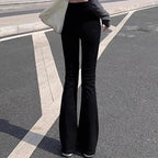 Woman American High Waist Slim Fit Bell Bottom Jeans Female Fashion Y2k Flare Pants Girls Elastic Designer Black Denim Trousers