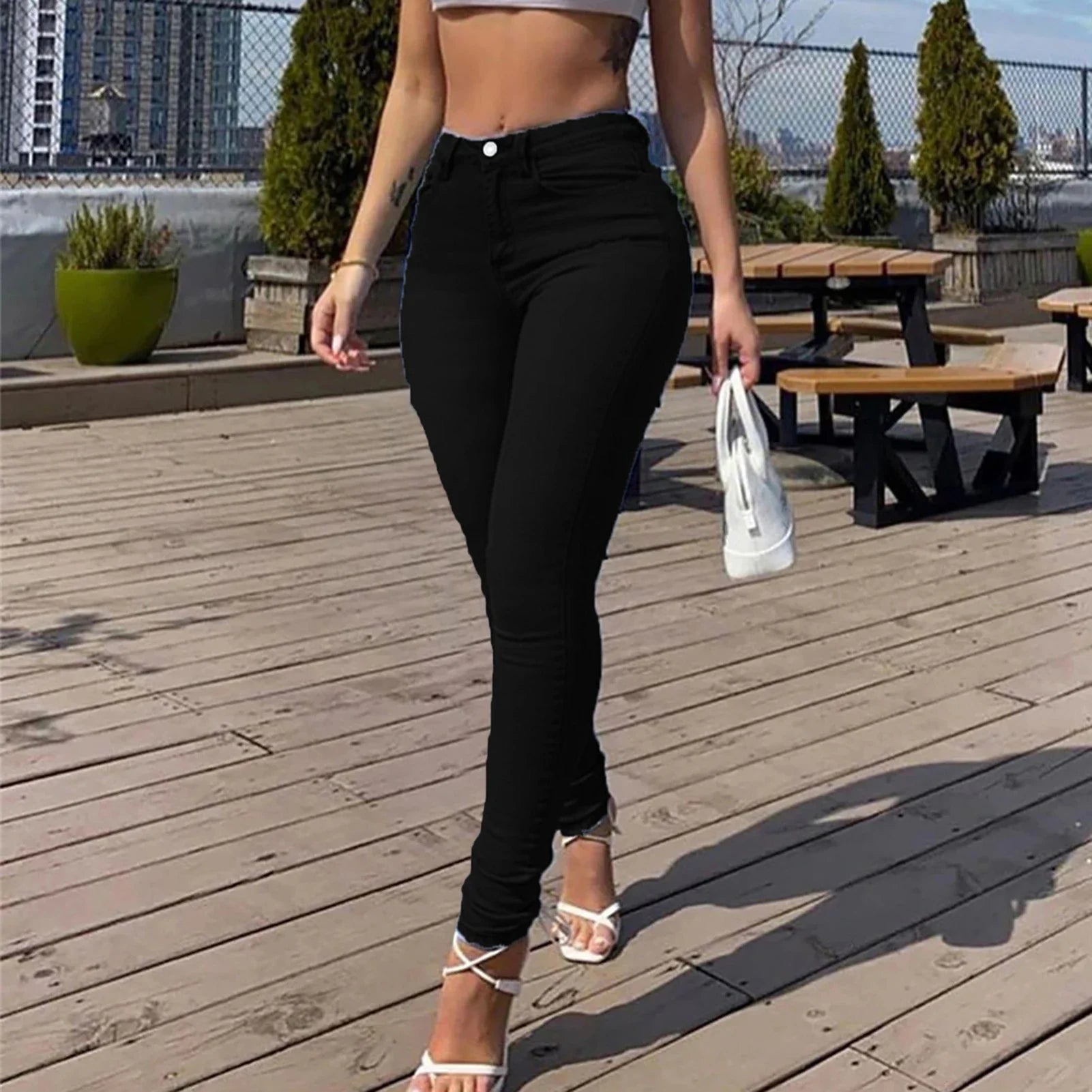 Women High Waist Jeans 2024 Spring Summer Skinny Casual Office Lady Slim Lifting Butt Denim Pencil Pants Female Elastic Trousers