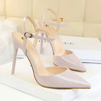 Women 10.5cm High Heels Sandals Lady Metallic Gold Silver Patent Leather Stripper Strap Sandles Wedding Fetish Nightclub Shoes